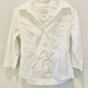 White Button Down with 3/4 Sleeve by Foxcroft